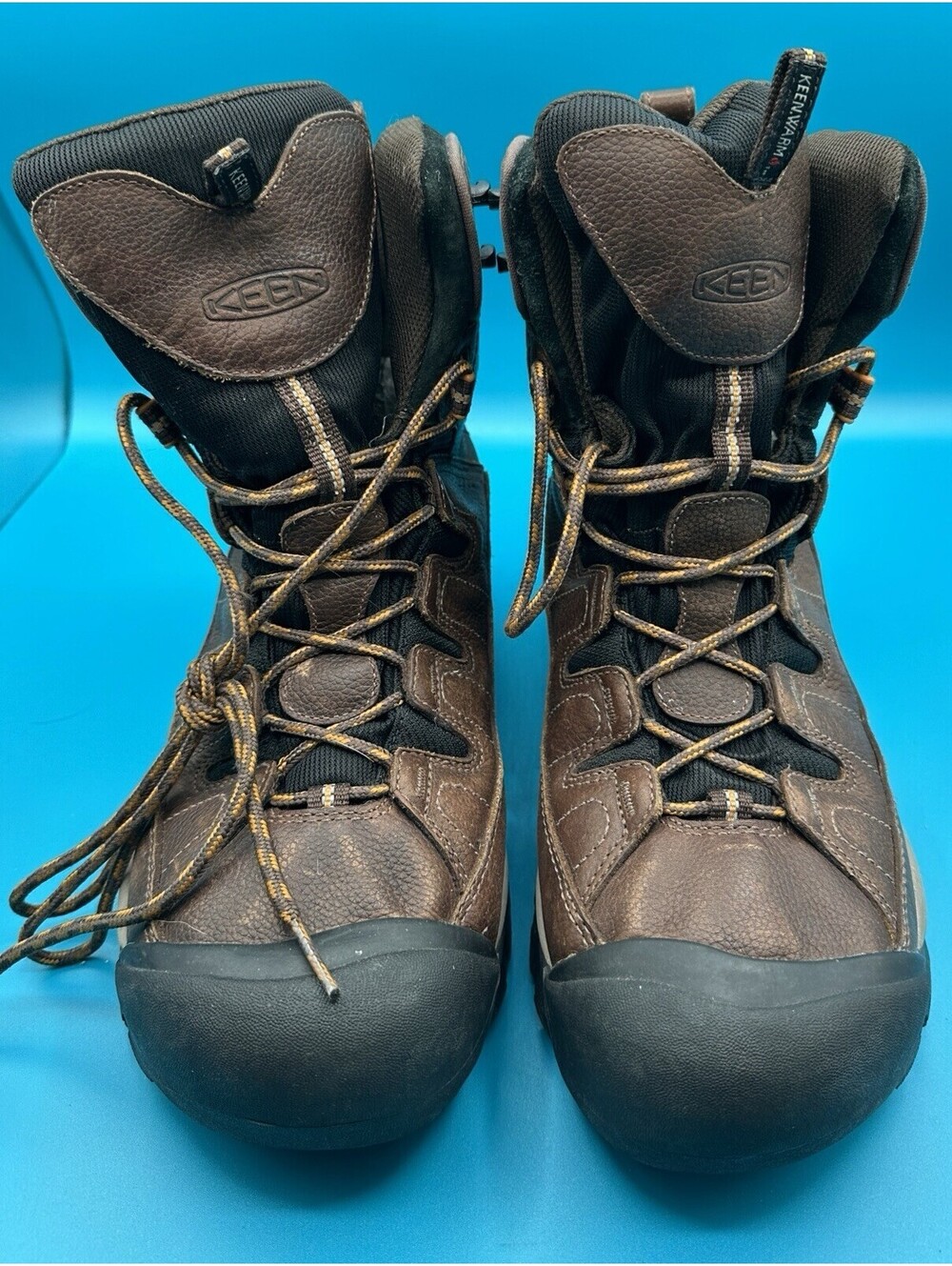Keen Brown Leather Summit Country Hiking Boots Waterproof Insulated Size 11 EUC.